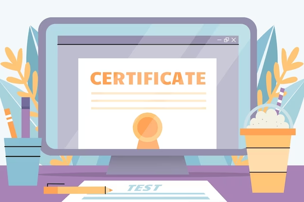 Computer screen showing attested certificates online validation process
