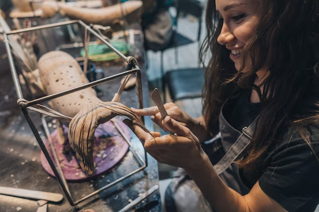 Student selling handmade crafts at a Dubai market to make money
